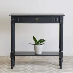 Marisol 44 in. Black Standard Rectangle Bayur Wood Console Table with Drawers by East At Main -Shabby Chic Shop black east at main console tables tt du 75010 bl c3 1000