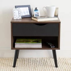 Seine Dark Wood/Black Nightstand with Shelf and Drawer Storage by Humble Crew -Shabby Chic Shop black humble crew nightstands et8586 31 1000