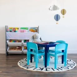 Jordan 5-Piece Multi Blue Square Kids Lightweight Plastic Top Table and Chair Set by Humble Crew 12 Jordan 5-Piece Multi Blue Square Kids Lightweight Plastic Top Table and Chair Set by Humble Crew -Shabby Chic Shop blue and navy humble crew kids tables chairs tc76863 4f 1000