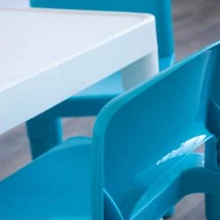 Backyard Blue and White Kids 5-Piece Outdoor Plastic Table and Chair Set by Humble Crew 7 Backyard Blue and White Kids 5-Piece Outdoor Plastic Table and Chair Set by Humble Crew -Shabby Chic Shop blue humble crew kids tables chairs uv71448 e1 1000