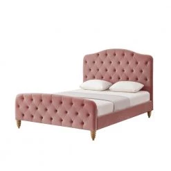 Boucher Blush Linen Queen Bedframe with Tufted Headboard by Shabby Chic -Shabby Chic Shop blush shabby chic platform beds sbd255 03bhq hd fa 1000