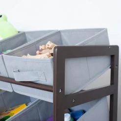 Oslo Dark Pine and Grey Standard Fabric Bin Organizer 6 Small Bins and 2 Large Bins by Humble Crew -Shabby Chic Shop brown and grey humble crew kids storage cubes wo72247 1f 1000