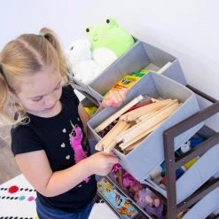 Oslo Dark Pine and Grey Standard Fabric Bin Organizer 6 Small Bins and 2 Large Bins by Humble Crew -Shabby Chic Shop brown and grey humble crew kids storage cubes wo72247 31 1000