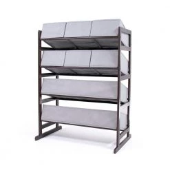 Oslo Dark Pine and Grey Standard Fabric Bin Organizer 6 Small Bins and 2 Large Bins by Humble Crew -Shabby Chic Shop brown and grey humble crew kids storage cubes wo72247 40 1000