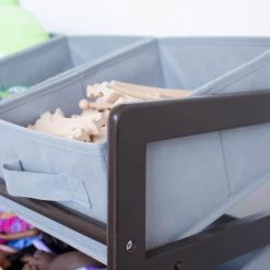 Oslo Dark Pine and Grey Compact Fabric Bin Organizer 3 Small Bins and 2 Large Bins by Humble Crew -Shabby Chic Shop brown and grey humble crew kids storage cubes wo72254 44 1000