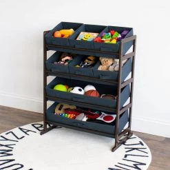 Henry Dark Pine and Navy Standard Fabric Bin Organizer 6 Small Bins and 2 Large Bins by Humble Crew 14 Henry Dark Pine and Navy Standard Fabric Bin Organizer 6 Small Bins and 2 Large Bins by Humble Crew -Shabby Chic Shop brown and navy humble crew kids storage cubes wo72261 4f 1000