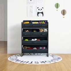 Henry Dark Pine and Navy Standard Fabric Bin Organizer 6 Small Bins and 2 Large Bins by Humble Crew 17 Henry Dark Pine and Navy Standard Fabric Bin Organizer 6 Small Bins and 2 Large Bins by Humble Crew -Shabby Chic Shop brown and navy humble crew kids storage cubes wo72261 fa 1000