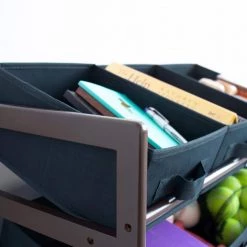 Henry Dark Pine and Navy Compact Fabric Bin Organizer 3 Small Bins and 2 Large Bins by Humble Crew -Shabby Chic Shop brown and navy humble crew kids storage cubes wo72278 1f 1000