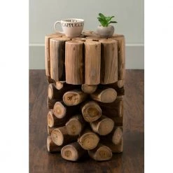 Hansell Natural Teak Accent Table by East At Main -Shabby Chic Shop brown east at main end side tables tt ntr rt105 nt 31 1000