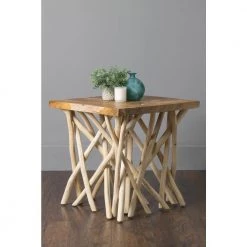 Miko 22 in. Brown Teak Accent Table by East At Main -Shabby Chic Shop brown east at main end side tables tt or lr509 31 1000