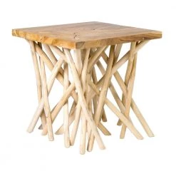 Miko 22 in. Brown Teak Accent Table by East At Main