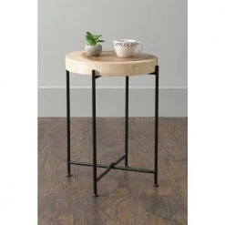 Rico 19 in. Brown Wash Teak/Iron Accent Table by East At Main -Shabby Chic Shop brown east at main end side tables tt ut rv509 s 31 1000