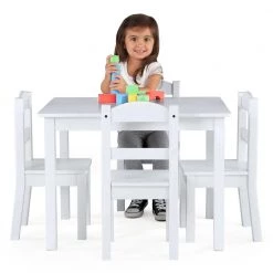 5-Piece Cambridge White Kids Natural Table and Chair Set by Humble Crew -Shabby Chic Shop cambridge white humble crew kids tables chairs tc541 1f 1000