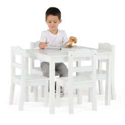 5-Piece Cambridge White Kids Natural Table and Chair Set by Humble Crew -Shabby Chic Shop cambridge white humble crew kids tables chairs tc541 31 1000