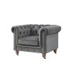 Macey Dark Grey Club Chair Button Tufted Velvet 42 in. L x 33.5 in. W x 30.3 in. H by Shabby Chic