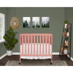 Jett Dusty Modern Nursey Adjustable Mattress Support Included 1.5 in. Mattress Pink Non-Full Size Folding Crib by Dream On Me -Shabby Chic Shop dusty pink dream on me cribs 685 dpink 44 1000