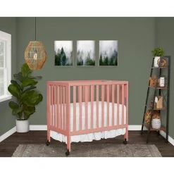 Jett Dusty Modern Nursey Adjustable Mattress Support Included 1.5 in. Mattress Pink Non-Full Size Folding Crib by Dream On Me -Shabby Chic Shop dusty pink dream on me cribs 685 dpink fa 1000