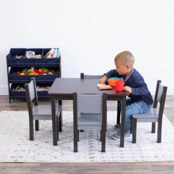 Sumatra 5-Piece Modern Espresso / Grey Rectangle Top Wood Toddler Table and Chair Set by Humble Crew -Shabby Chic Shop espresso and grey humble crew kids tables chairs tc71806 31 1000