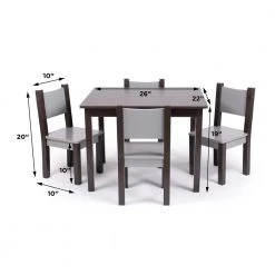 Sumatra 5-Piece Modern Espresso / Grey Rectangle Top Wood Toddler Table and Chair Set by Humble Crew -Shabby Chic Shop espresso and grey humble crew kids tables chairs tc71806 76 1000