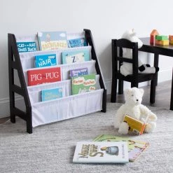 Espresso Kids Ladder Bookshelf 4 Tier Book Organizer by Humble Crew -Shabby Chic Shop espresso humble crew kids bookshelves wo470 4f 1000