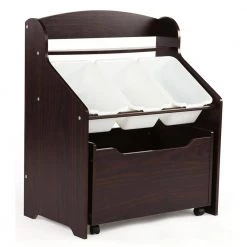 Espresso Collection Espresso/White 3-Tier Storage Organizer with Rolling Toy Box by Humble Crew -Shabby Chic Shop espresso humble crew kids storage cubes tb818 44 1000