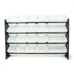 Espresso 31.5"H Engineered Wood Extra Large Toy Storage Organizer with 20 Plastic Storage Bins by Humble Crew