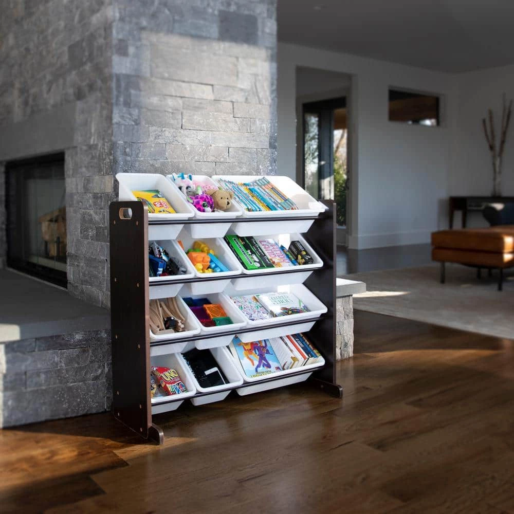 Espresso Collection Espresso and White Kids Toy Storage Organizer with 12 Plastic Bins by Humble Crew 6 Espresso Collection Espresso and White Kids Toy Storage Organizer with 12 Plastic Bins by Humble Crew - Image 6