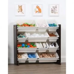 Espresso Collection Espresso and White Kids Toy Storage Organizer with 12 Plastic Bins by Humble Crew 13 Espresso Collection Espresso and White Kids Toy Storage Organizer with 12 Plastic Bins by Humble Crew -Shabby Chic Shop espresso white humble crew kids storage cubes wo562 31 1000
