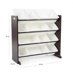 Espresso Collection Espresso and White Kids Toy Storage Organizer with 12 Plastic Bins by Humble Crew 9 Espresso Collection Espresso and White Kids Toy Storage Organizer with 12 Plastic Bins by Humble Crew -Shabby Chic Shop espresso white humble crew kids storage cubes wo562 40 1000