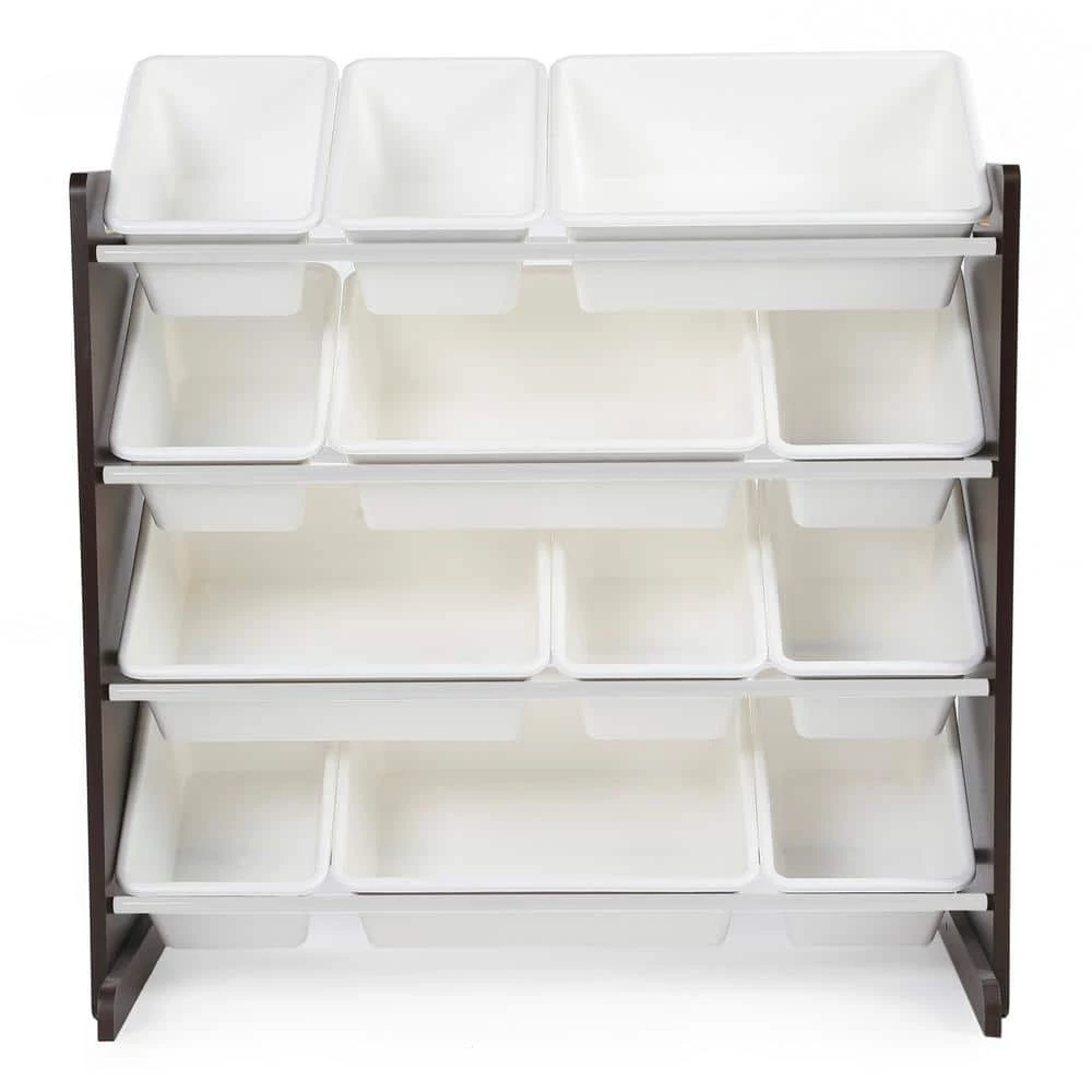 Espresso Collection Espresso and White Kids Toy Storage Organizer with 12 Plastic Bins by Humble Crew 4 Espresso Collection Espresso and White Kids Toy Storage Organizer with 12 Plastic Bins by Humble Crew - Image 4