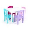 Forever 5-Piece White/Pink/Purple Kids Table and Chair Set by Humble Crew