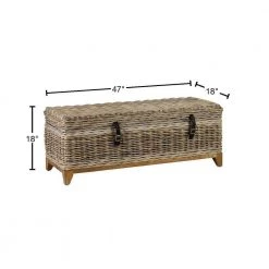 Kai 47 in. Gray Large Rectangle Wicker Coffee Table with Lift Top by East At Main -Shabby Chic Shop gray east at main coffee tables tt ct 70542 40 1000