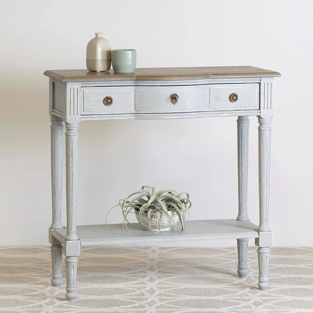 Gracelynn 32 in. Light Gray Standard Rectangle Bayur Wood Console Table with Drawers by East At Main 4 Gracelynn 32 in. Light Gray Standard Rectangle Bayur Wood Console Table with Drawers by East At Main - Image 4