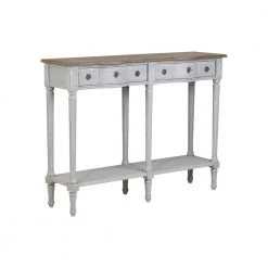 Julieth 32 in. Gray Standard Rectangle Bayur Wood Console Table with Drawers by East At Main