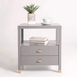 Hooper Gray 2 Drawer Accent Side Table Large by East At Main -Shabby Chic Shop gray east at main end side tables tt vc hp325 l grb 31 1000