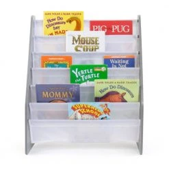 Kids Super Sized Bookshelf Grey 6-Tier Bookrack Organizer by Humble Crew -Shabby Chic Shop gray humble crew kids bookshelves wo548 40 1000