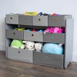 Camden Grey Fabric Multi-Bin Toy Organizer with 9-Storage Bins by Humble Crew -Shabby Chic Shop gray humble crew kids storage cubes wo487 c3 1000