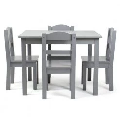 Kids Grey Wood Table and 4-Chair Set, Grey, Camden Collection by Humble Crew -Shabby Chic Shop gray humble crew kids tables chairs tc937 c3 1000