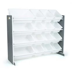 Soho Grey/White Toy Organizer with 16 Storage Bins, 31 in. H x 42 in. W x 15.5 in. D by Humble Crew
