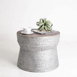 Natalia 23 in. Gray Medium Round Wood Coffee Table by East At Main -Shabby Chic Shop grey east at main coffee tables tt or tm590 31 1000