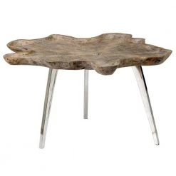 Adriana 32 in. Gray Medium Specialty Wood Coffee Table with Live Edge by East At Main