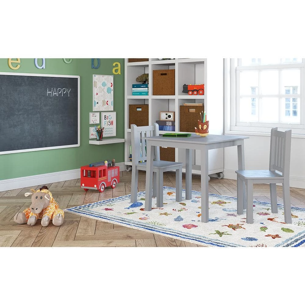 3-Piece Grey Kids Large Table and Chair Set by Humble Crew 9 3-Piece Grey Kids Large Table and Chair Set by Humble Crew - Image 9