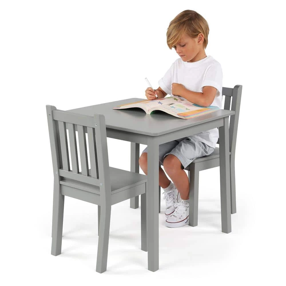 3-Piece Grey Kids Large Table and Chair Set by Humble Crew 6 3-Piece Grey Kids Large Table and Chair Set by Humble Crew - Image 6