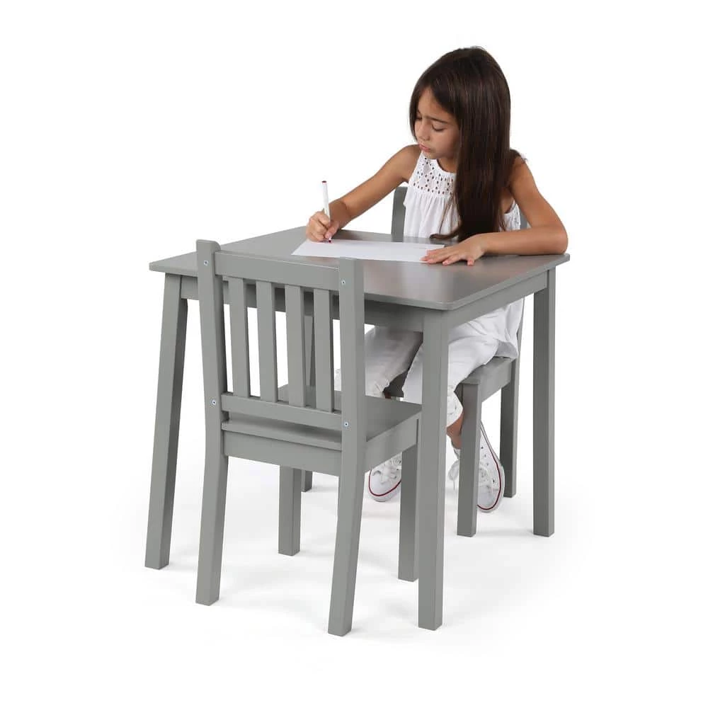 3-Piece Grey Kids Large Table and Chair Set by Humble Crew 4 3-Piece Grey Kids Large Table and Chair Set by Humble Crew - Image 4