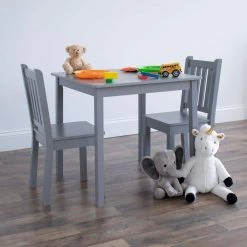 3-Piece Grey Kids Large Table and Chair Set by Humble Crew 15 3-Piece Grey Kids Large Table and Chair Set by Humble Crew -Shabby Chic Shop grey humble crew kids tables chairs cl329 c3 1000