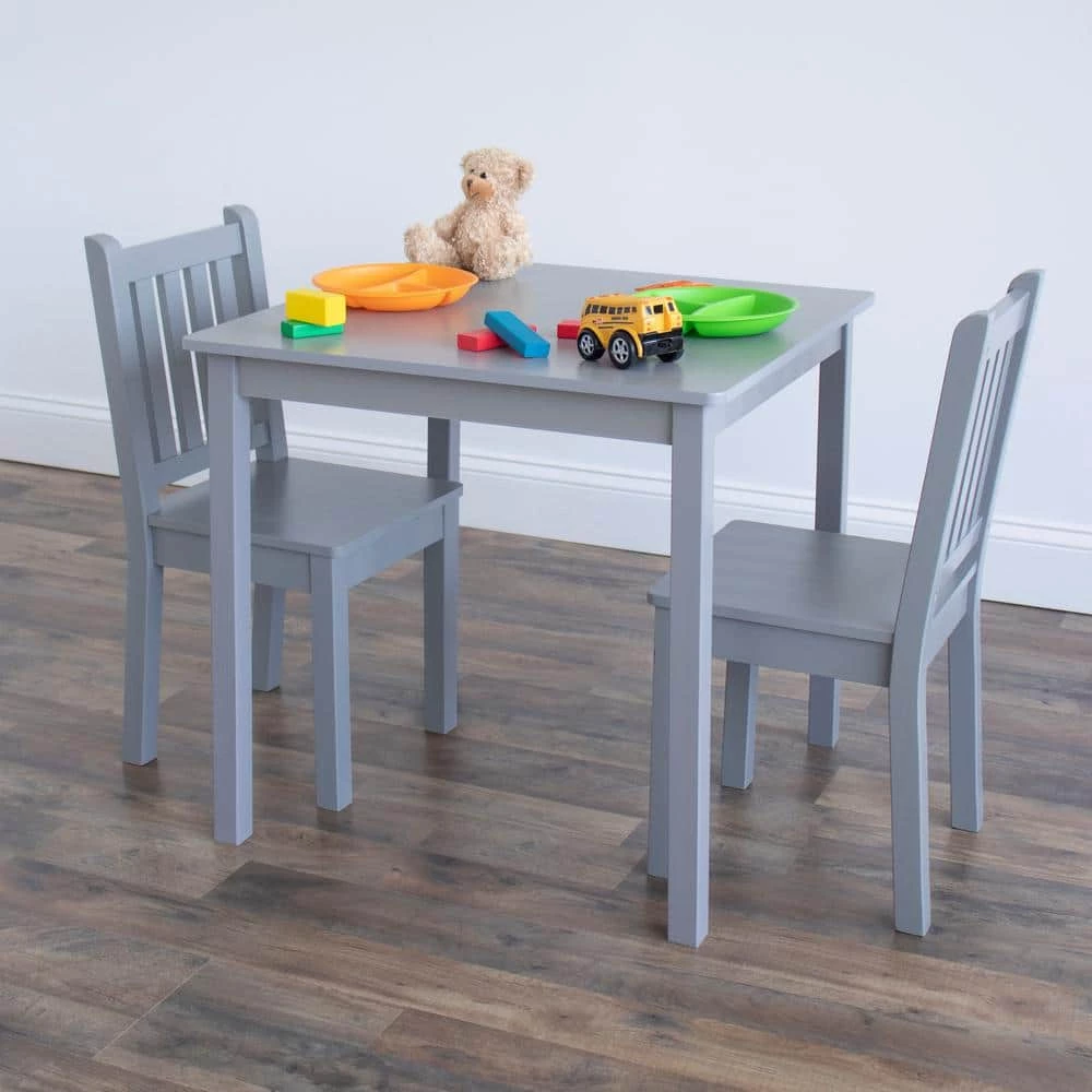 3-Piece Grey Kids Large Table and Chair Set by Humble Crew 2 3-Piece Grey Kids Large Table and Chair Set by Humble Crew - Image 2
