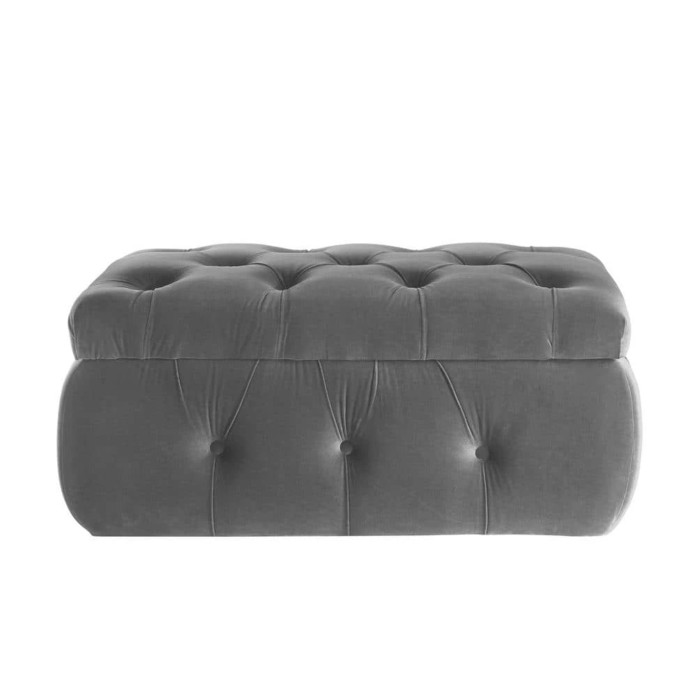 Jahlil Grey Ottoman Upholstered Velvet 36.4 L x 25 W x 17 H by Shabby Chic 1 Jahlil Grey Ottoman Upholstered Velvet 36.4 L x 25 W x 17 H by Shabby Chic