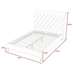 Blanchet Grey Linen Queen Bedframe with Tufted Headboard by Shabby Chic -Shabby Chic Shop grey shabby chic platform beds sbd254 03grq hd 76 1000