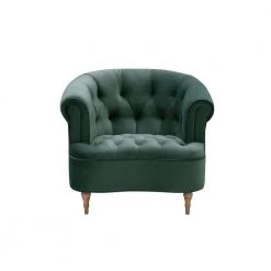 Ismail Hunter Green Accent Chair Upholstered Button Tufted Velvet by Shabby Chic