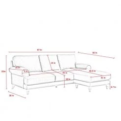 Carli's Collection 60 in. Wide Round Arms Velvet Upholstery Traditional Style L Shaped Reversible Sofa in Green by Shabby Chic -Shabby Chic Shop hunter green velvet shabby chic sofas couches srs283 02hg hd 1d 1000